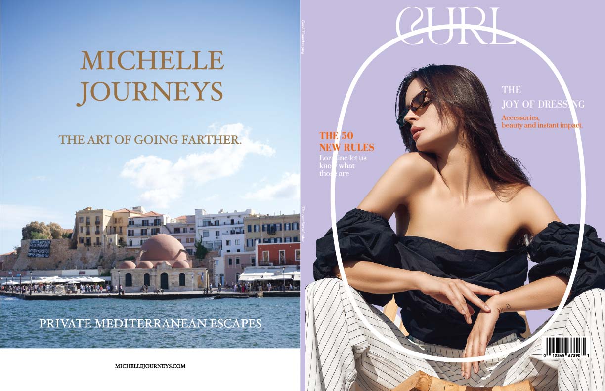 CURL magazine cover and fictional advertisement artwork