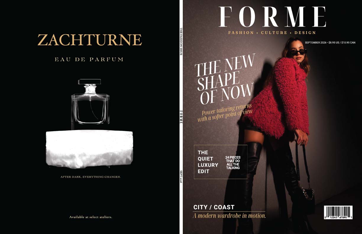 FORME magazine cover and fictional advertisement artwork