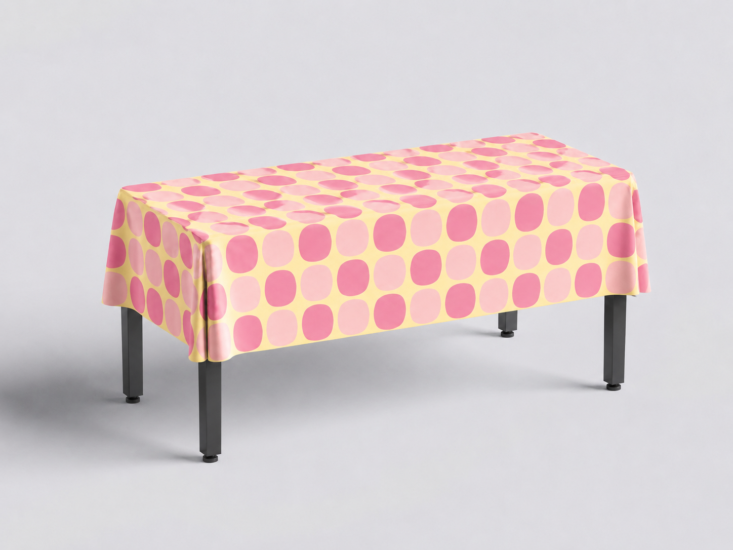 Chosen tablecloth pattern shown in its practical setting