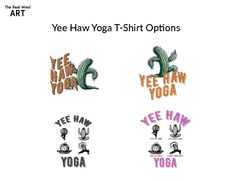 Yee Haw Yoga T-shirt graphic options