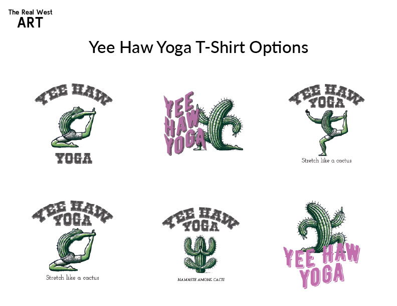 Additional Yee Haw Yoga T-shirt graphic options