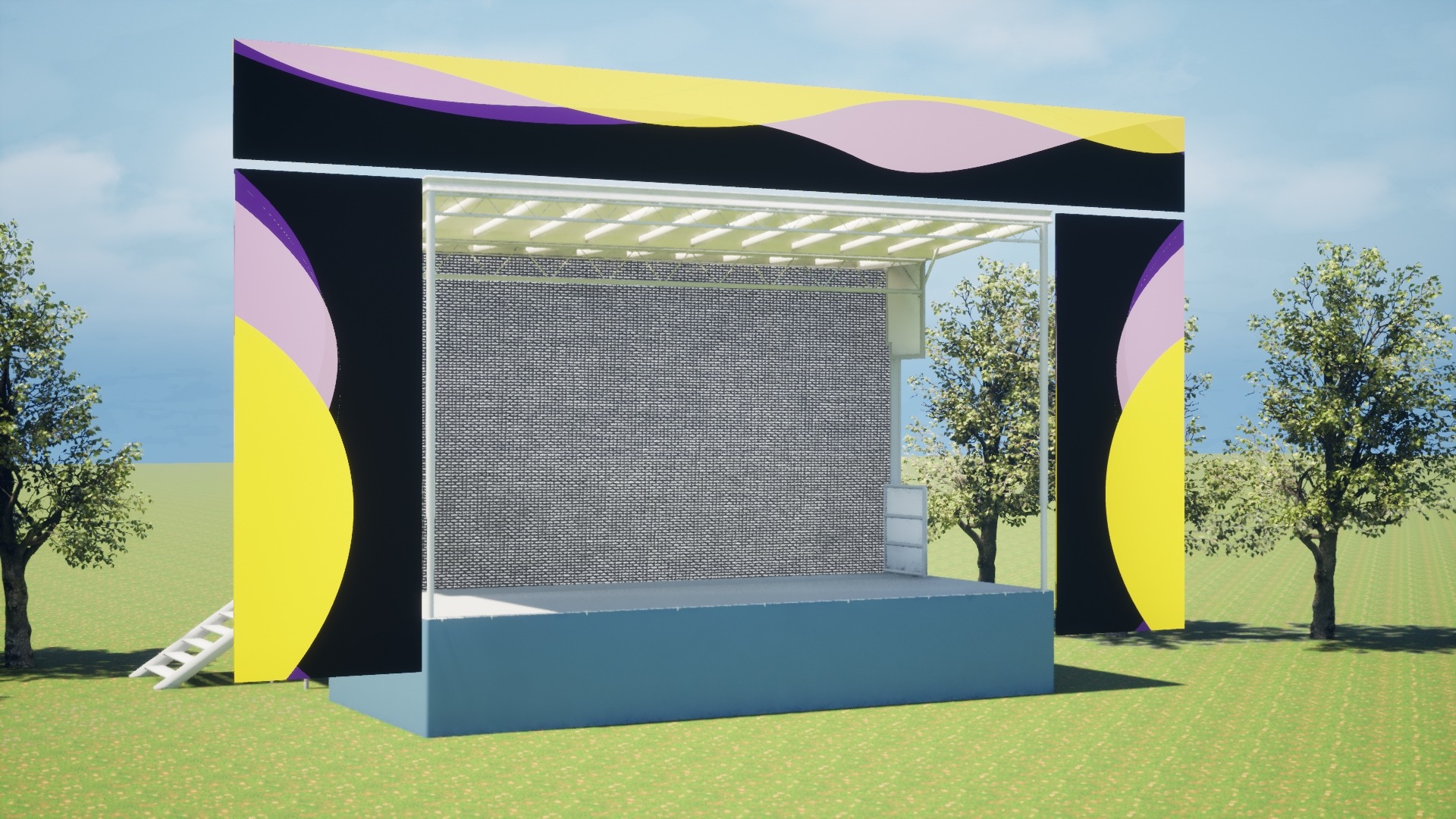 Mobile stage visualization based on the production designer's original graphic direction, left perspective