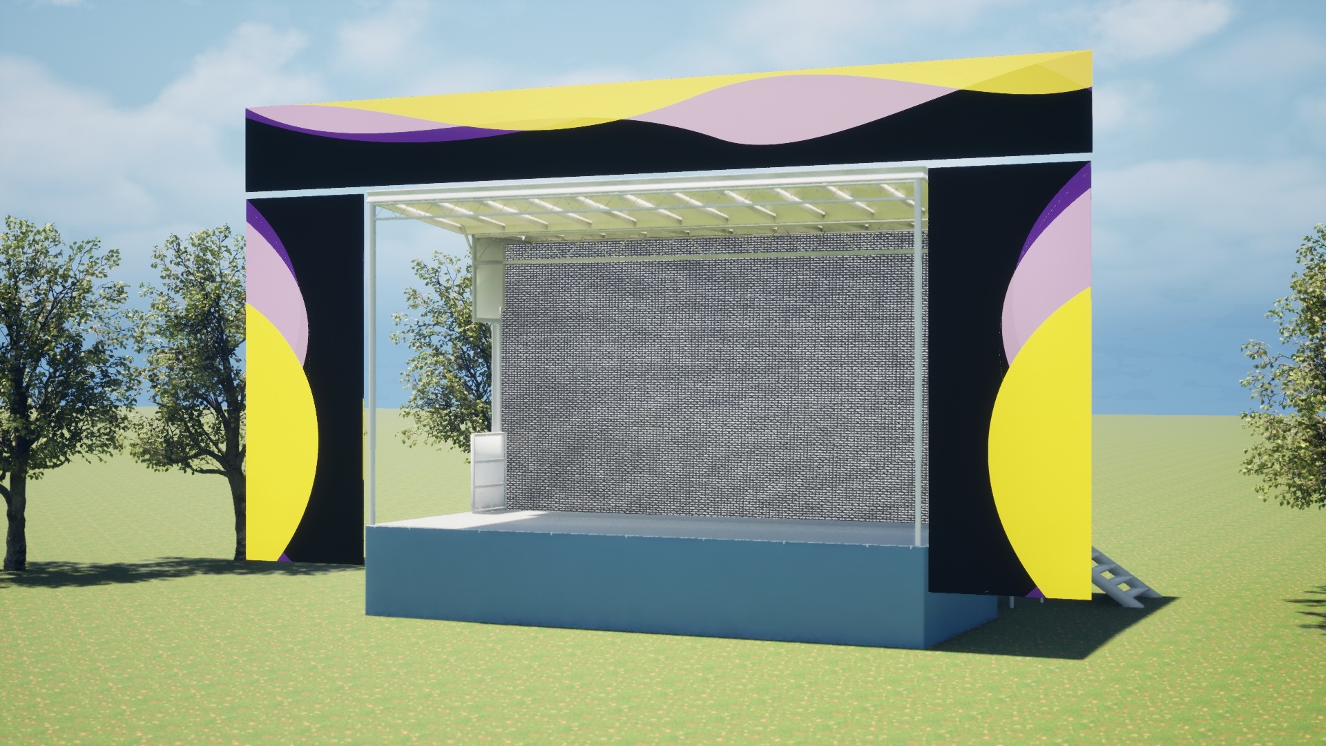 Mobile stage visualization based on the production designer's original graphic direction, right perspective