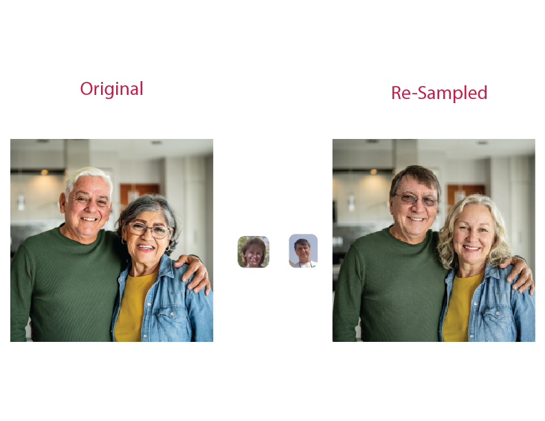 Couple photograph before and after cast face replacement